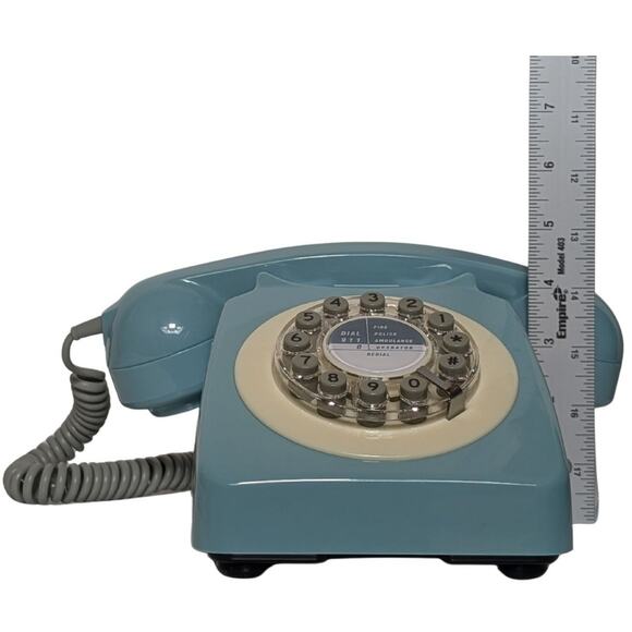 Wild & Wolf 746 Rotary Design Retro Corded Landline Telephone Blue - NEW - Picture 4 of 7